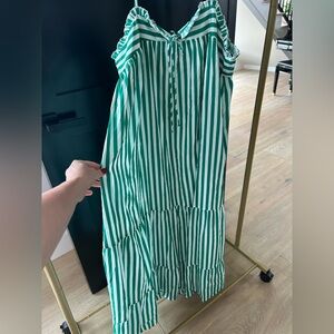 Haute Hippie Green and White Striped Maxi Dress